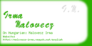 irma malovecz business card